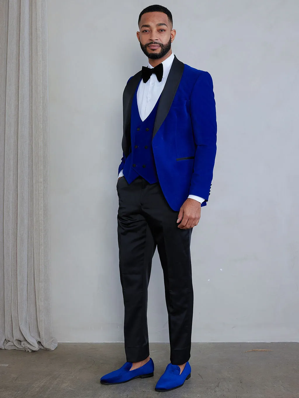 Men's Velvet Loafers Blue
