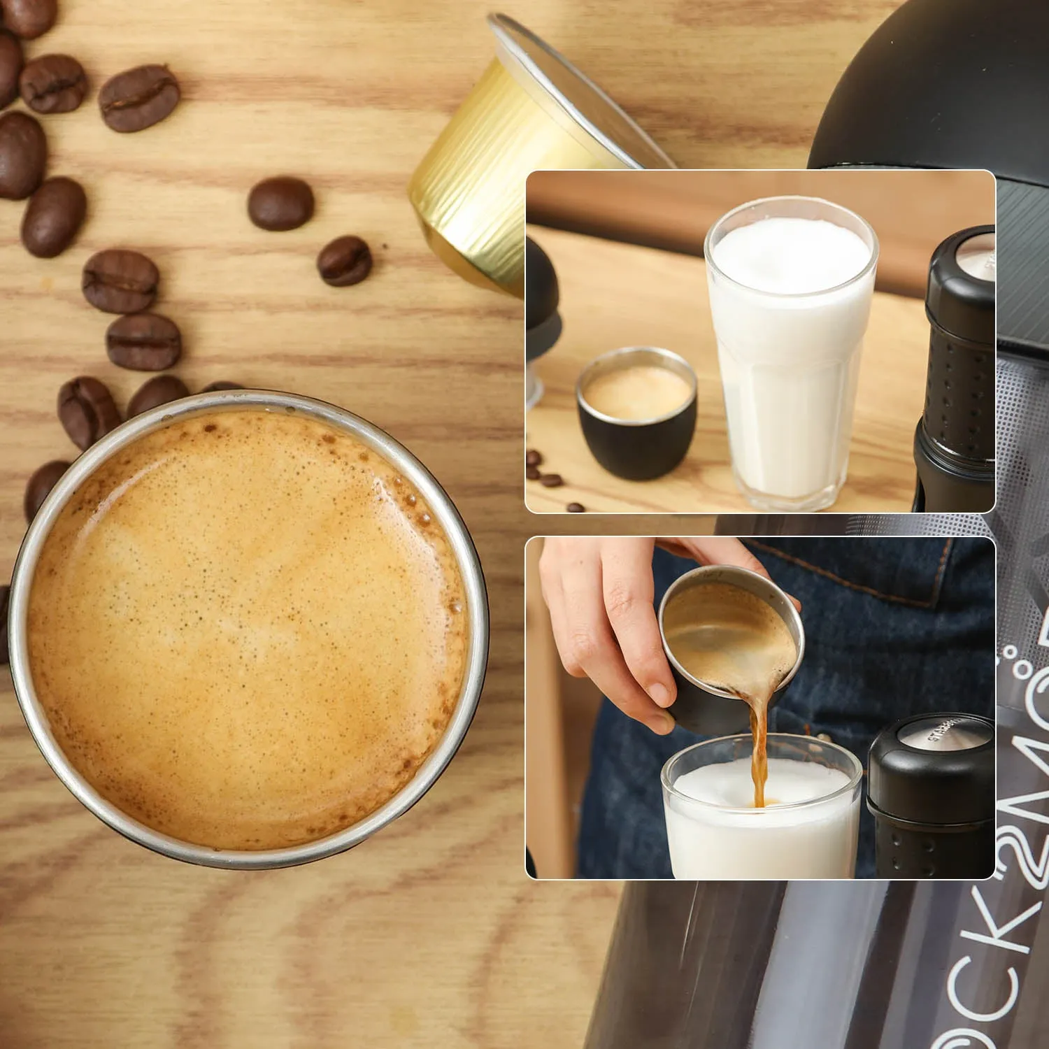 STARESSO Latte Maker Kit - Travel Coffee Maker and Rock2more Milk Frother