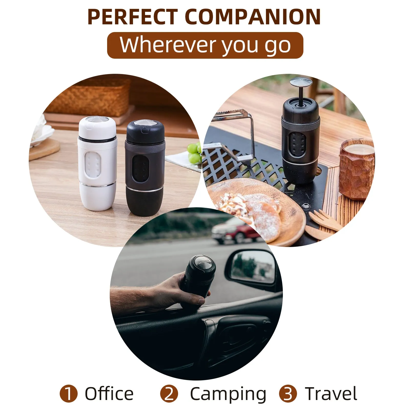 STARESSO Latte Maker Kit - Travel Coffee Maker and Rock2more Milk Frother